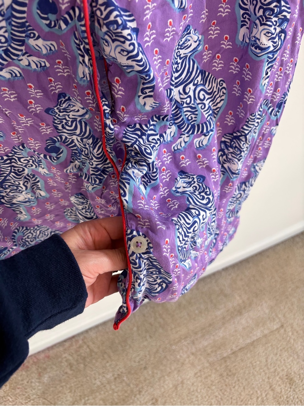 Printfresh Purple Tiger Queen Short Sleeve Pajama Set Plus Size 5X - Picture 8 of 14
